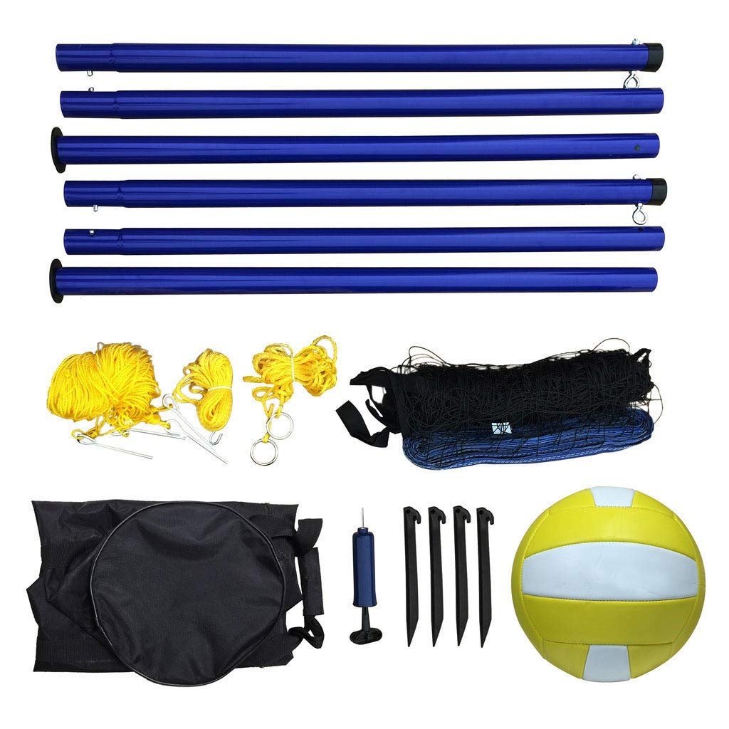 Portable Volleyball Net/Posts/Ball and Pump Set - Multi Metal