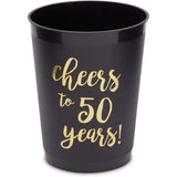 50th Birthday Party Cups Cheers to 50 Years (16 Oz 16 Pack) Black