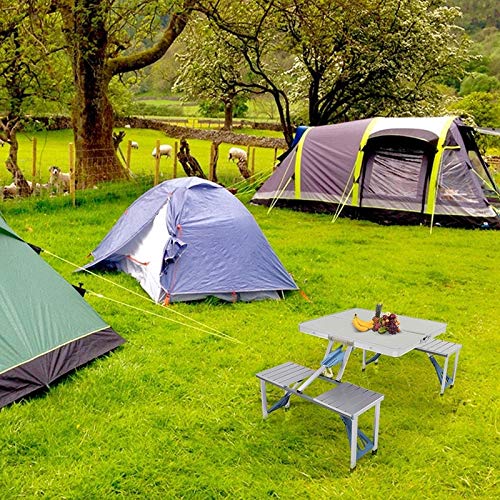 One Piece Folding Camping Table and Chair Alloy Silver