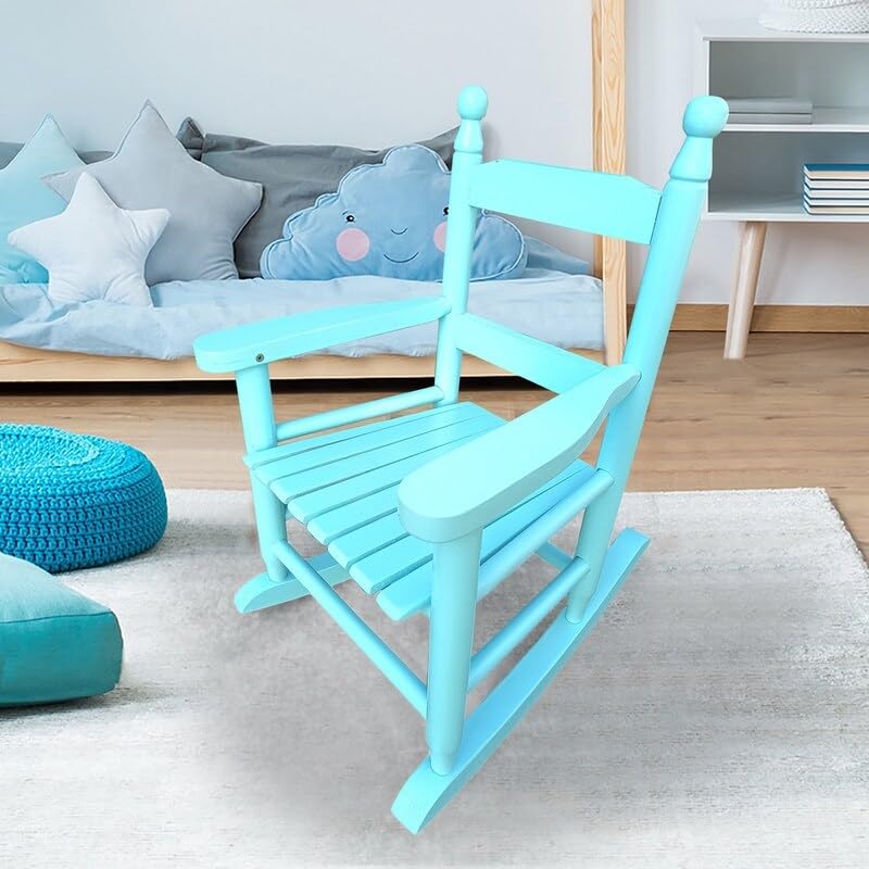 Patio Outdoor Light Blue Wooden Children's Rocker Chair Modern