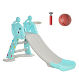 2 in 1 Kids Slide W/Basketball Hoop for 18 Months to 4 Years Blue Gray