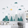 Green Grey Mountains Landscape Clouds Birds Children Wall