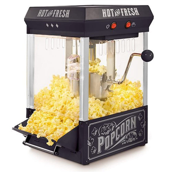 Nostalgia KPM200BK 2.5-Ounce Tabletop Kettle Popcorn Maker Makes 10 Cups, With Kernel & Oil Measuring Spoon, Perfect for Birthday Parties, Movie Nights - Black