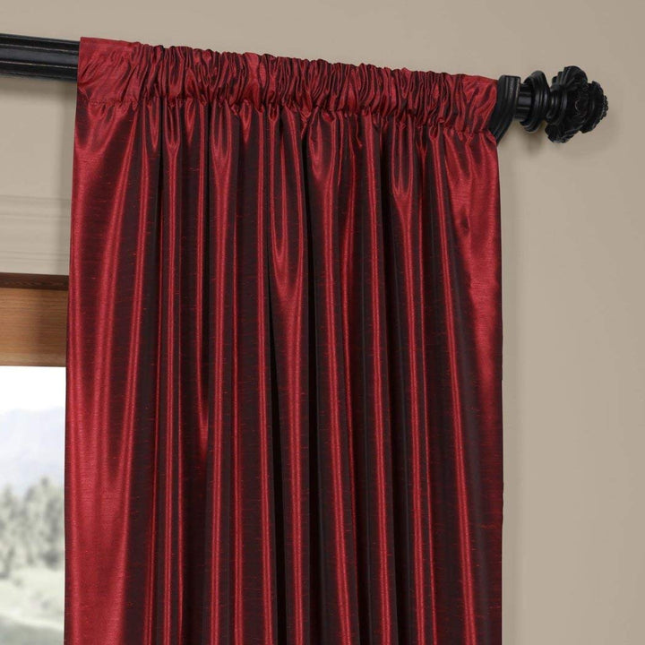 Exclusive Fabric Ruby Vintage Faux Textured Dupioni Silk Curtain (1 Panel)