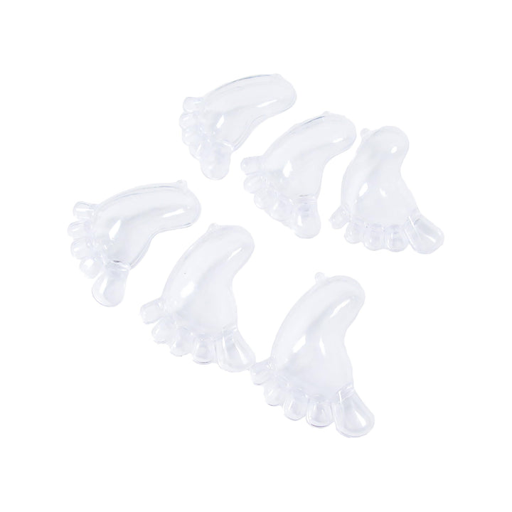 Set of 36 Pcs Clear Plastic Baby Foot Shower Party Candy Holder Gift Box 2.75in 2.75" H X 2.25" W 0.75" Dp