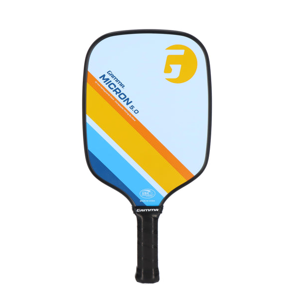 GAMMA Sports Micron 5.0 Pickleball Paddle, Quantum Series Composite Pickleball Paddle with Polypropylene Core and Honeycomb Grip, Blue and Orange, 4 (1/8)