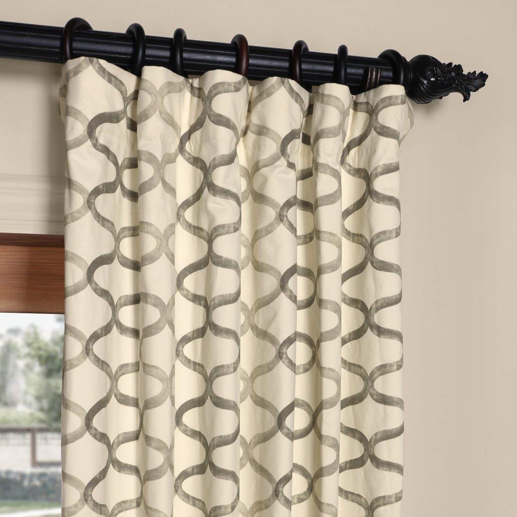 108 Inch Girls Silver Grey Color Floral Printed Curtain Single Panel, Grey Color Window Drapes, Kids Themed Flower Pattern Energy Efficient Lined Rod Pocket Playful Luxurious, Cotton