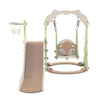 Green Toddler Swing Set with Slide and Basketball Hoop Modern