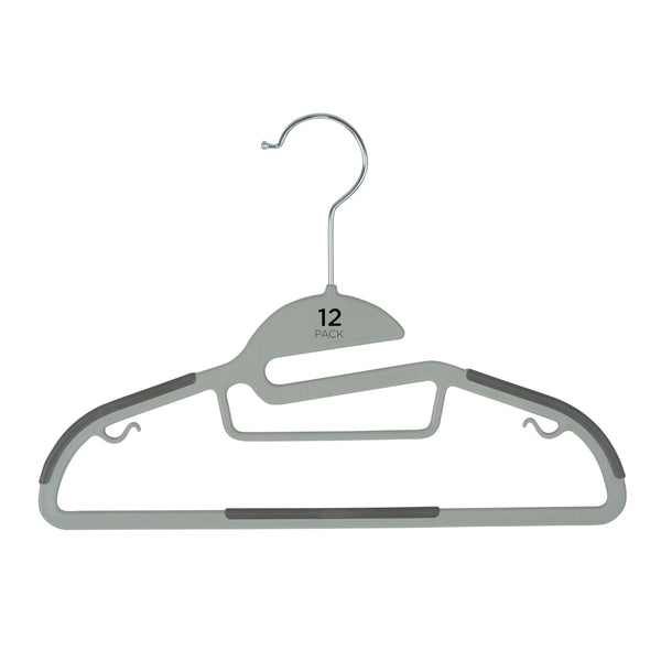 Simplify Kids 12 Pack Collar Ultimate Hangers, Non Slip Slim Space Savers, No More Stretching Baby Clothes, Light Grey (3229-LGREY)