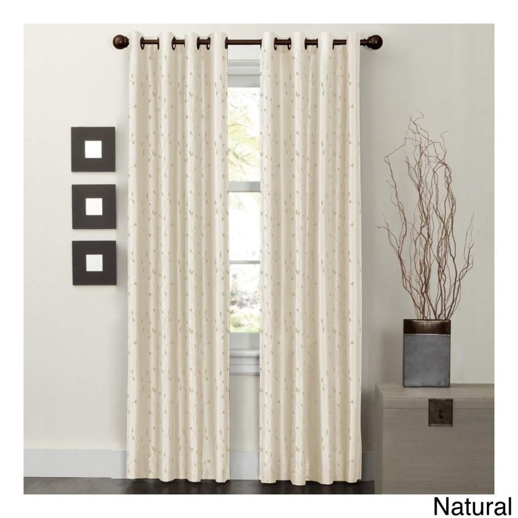 84 Inch Girls Natural Color Embroidered Curtain Single Panel, Cream Color Window Drapes, Kids Themed Thermal Lined Grommet Playful Stylish Luxurious, Faux Silk Polyester