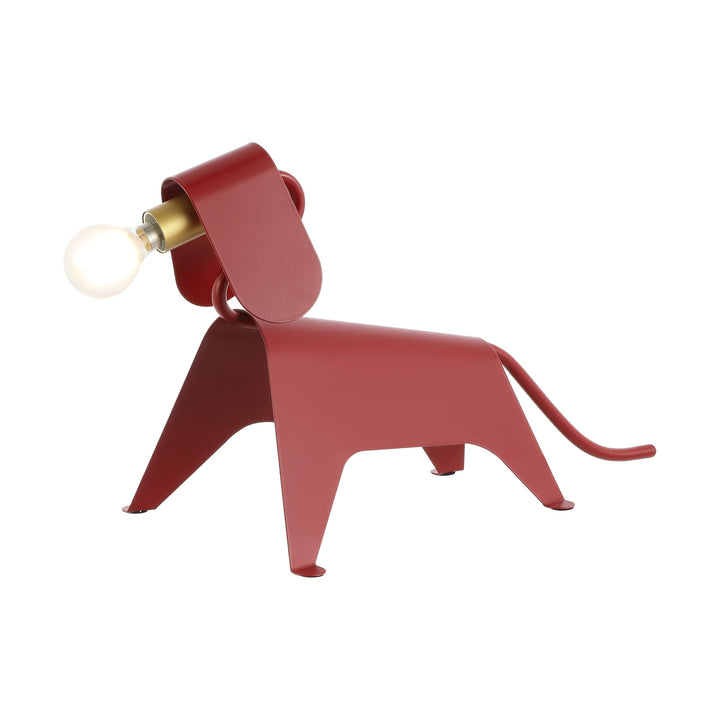 Penelope 10" Modern Industrial Iron Canine Led Kids' Lamp Red