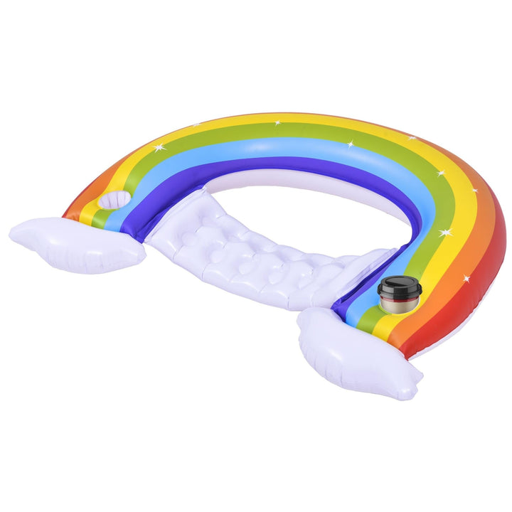 58" Inflatable Rainbow Swimming Pool Lounge Chair White