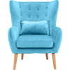 Critter Sitters Faux-Velvet Wingback Accent Chair with Lumbar Pillow and Wooden Legs, Armchairs and Accent Chairs for Living Room, Bedroom, Office, or Nursery, Comfy Teal Decorative Chair