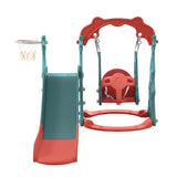 Toddler Swing Set with Slide and Basketball Hoop Red Floral Plastic