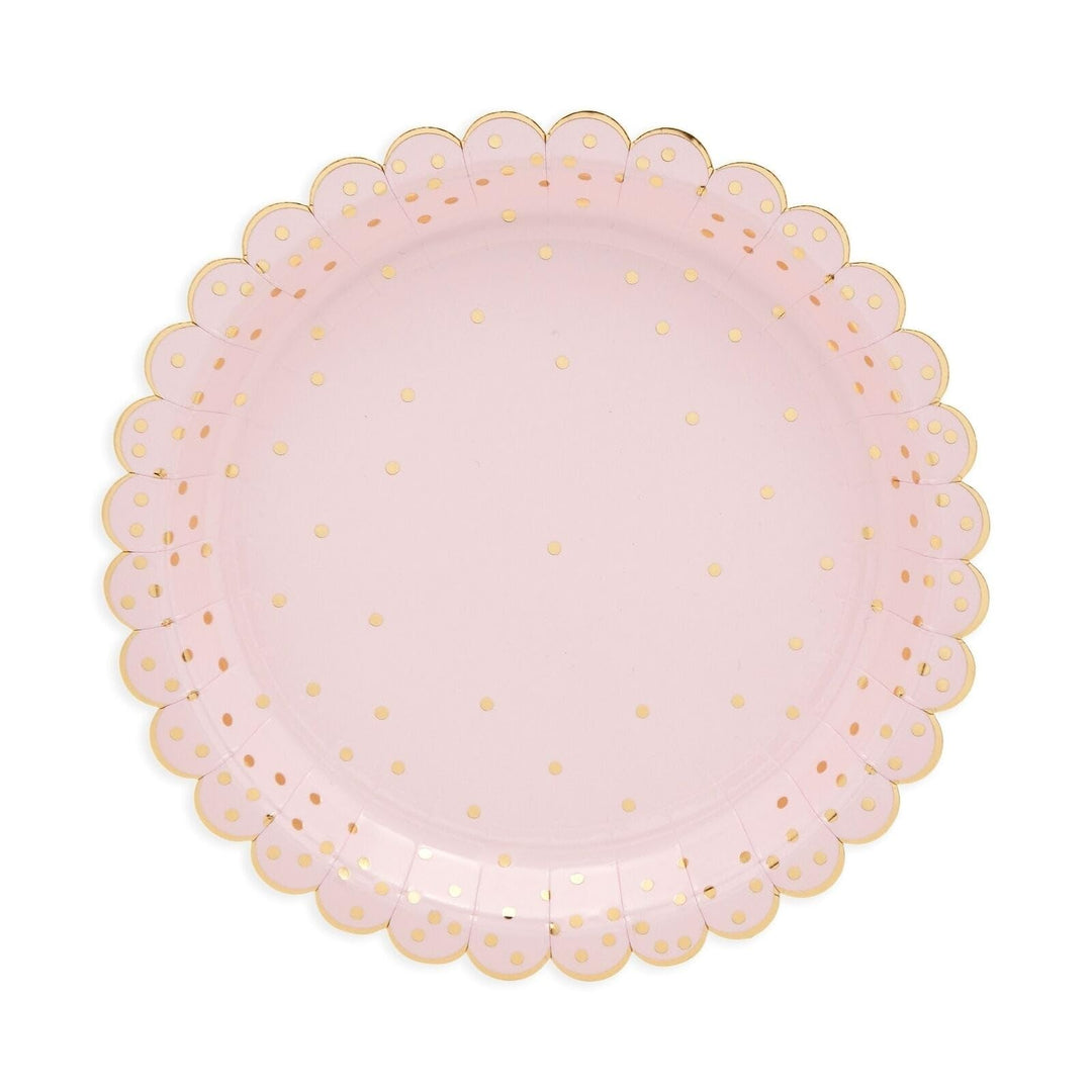 48-Pack Rose Gold Birthday Paper Plates Pink Plastic 48