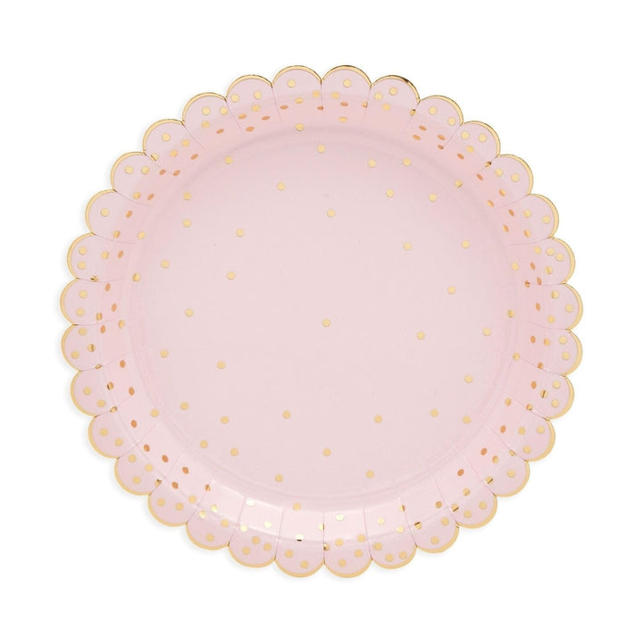 48-Pack Rose Gold Birthday Paper Plates Pink Plastic 48