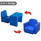 2-in-1 Multifunctional Convertible Kids Table and Chair Set Blue