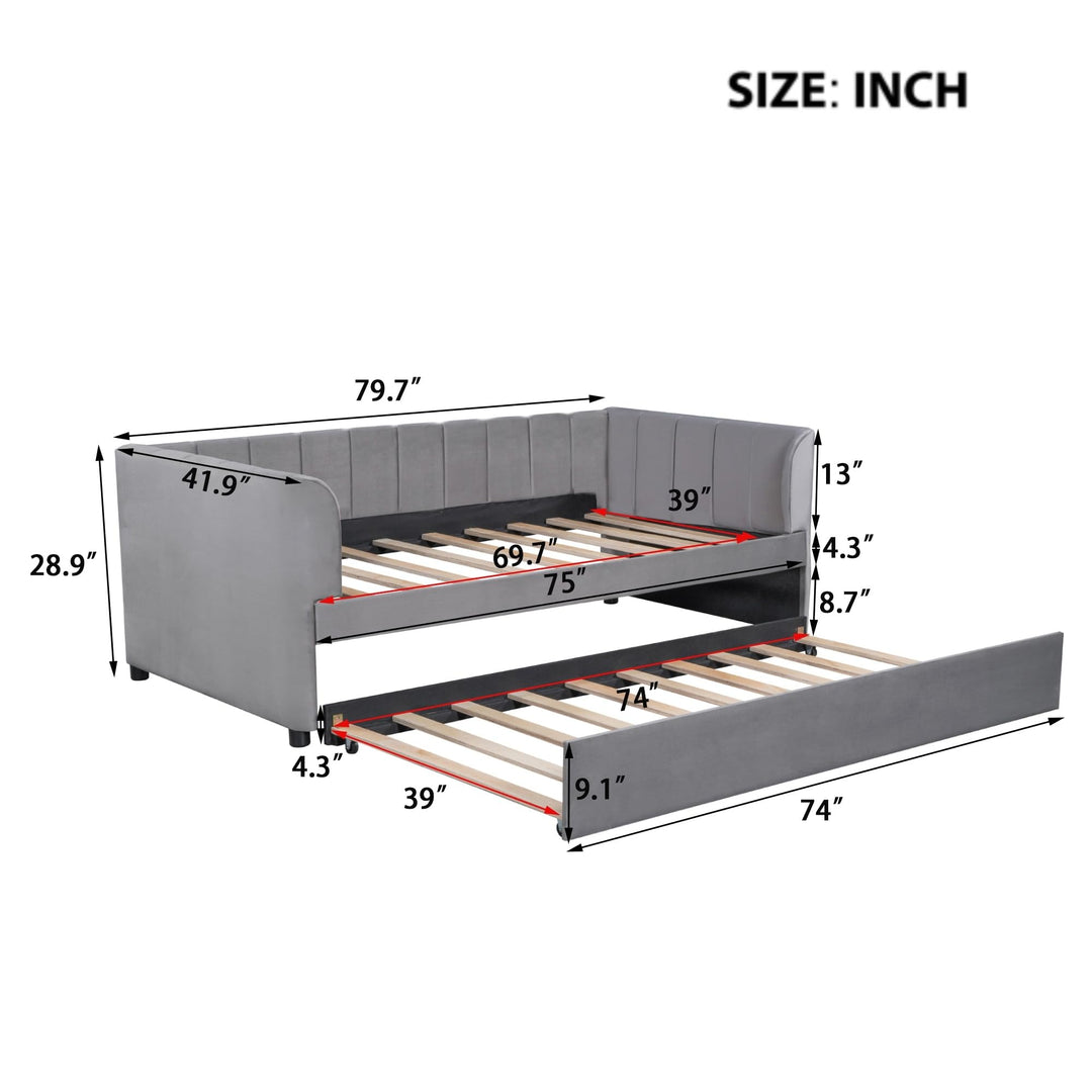 Twin Size Daybed Upholstered Daybeds with Ergonomic Design Backrest