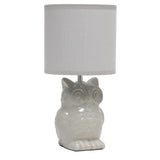 Simple Designs LT1136-GRY 12.8" Tall Contemporary Ceramic Owl Bedside Table Desk Lamp w Matching Fabric Shade for Home Decor, Bedroom, Nightstand, Living Room, Entryway, Kids' Room, Nursery, Gray