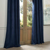 Exclusive Fabrics Midnight Blue Grommet Velvet Blackout Single Curtain (1 Panel)