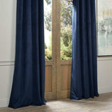 84 Inch Girls Midnight_blue Color Velvet Blackout Curtain Single