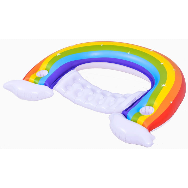 58" Inflatable Rainbow Swimming Pool Lounge Chair White Plastic