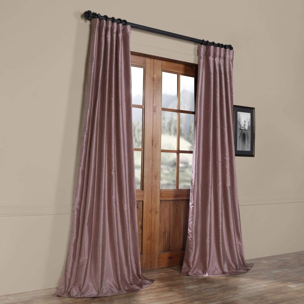 Exclusive Fabrics Smokey Plum Vintage Textured Faux Dupioni Silk Curtain Panel