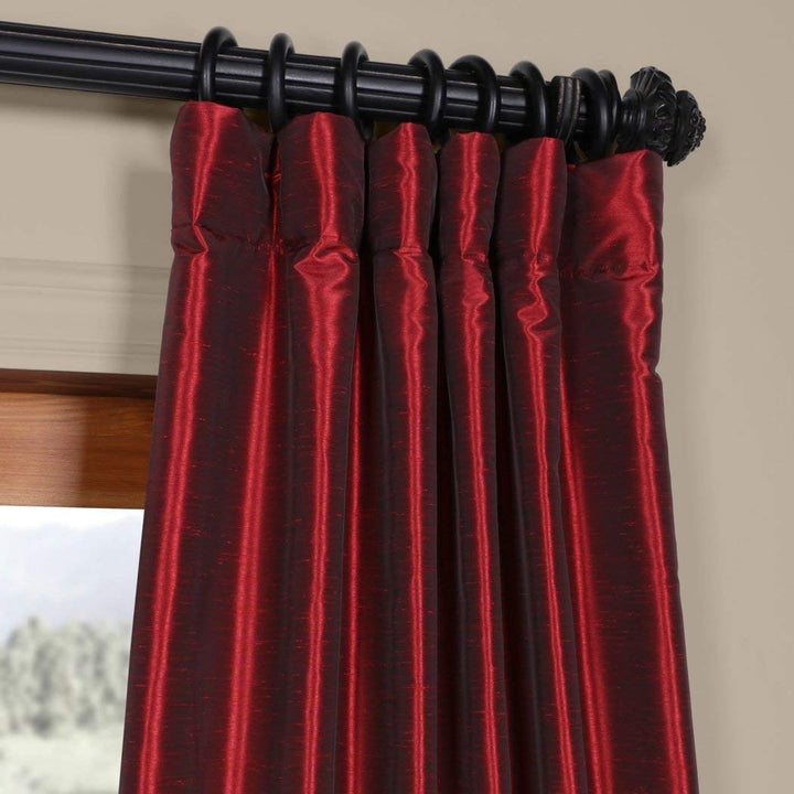 Exclusive Fabric Ruby Vintage Faux Textured Dupioni Silk Curtain (1 Panel)