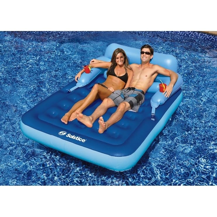 80-inch Inflatable Blue Malibu Pool Mattress with Removable Back