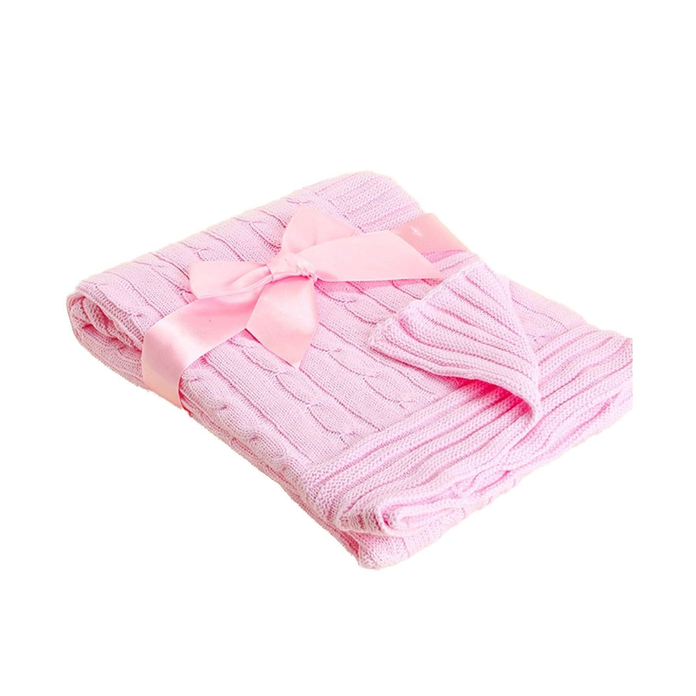 3 Stories Trading Company Cable Knit Baby Blanket Pink