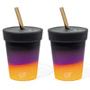 Silipint: Silicone Kids 8oz Straw Tumblers: 2 Pack - Sun Storm -Unbreakable Cups, Sustainable, Airtight Lid, Hot & Cold, Flexible