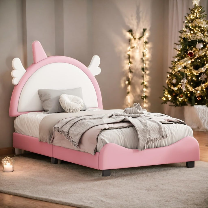 Twin Size Bed Kids Pink Mid-Century Modern Contemporary