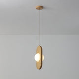 VidaLite Orbita - Contemporary Natural Wood Pendant and Frosted