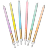 24 Pastel Gold-Dipped Birthday Cake Candles Multi Color