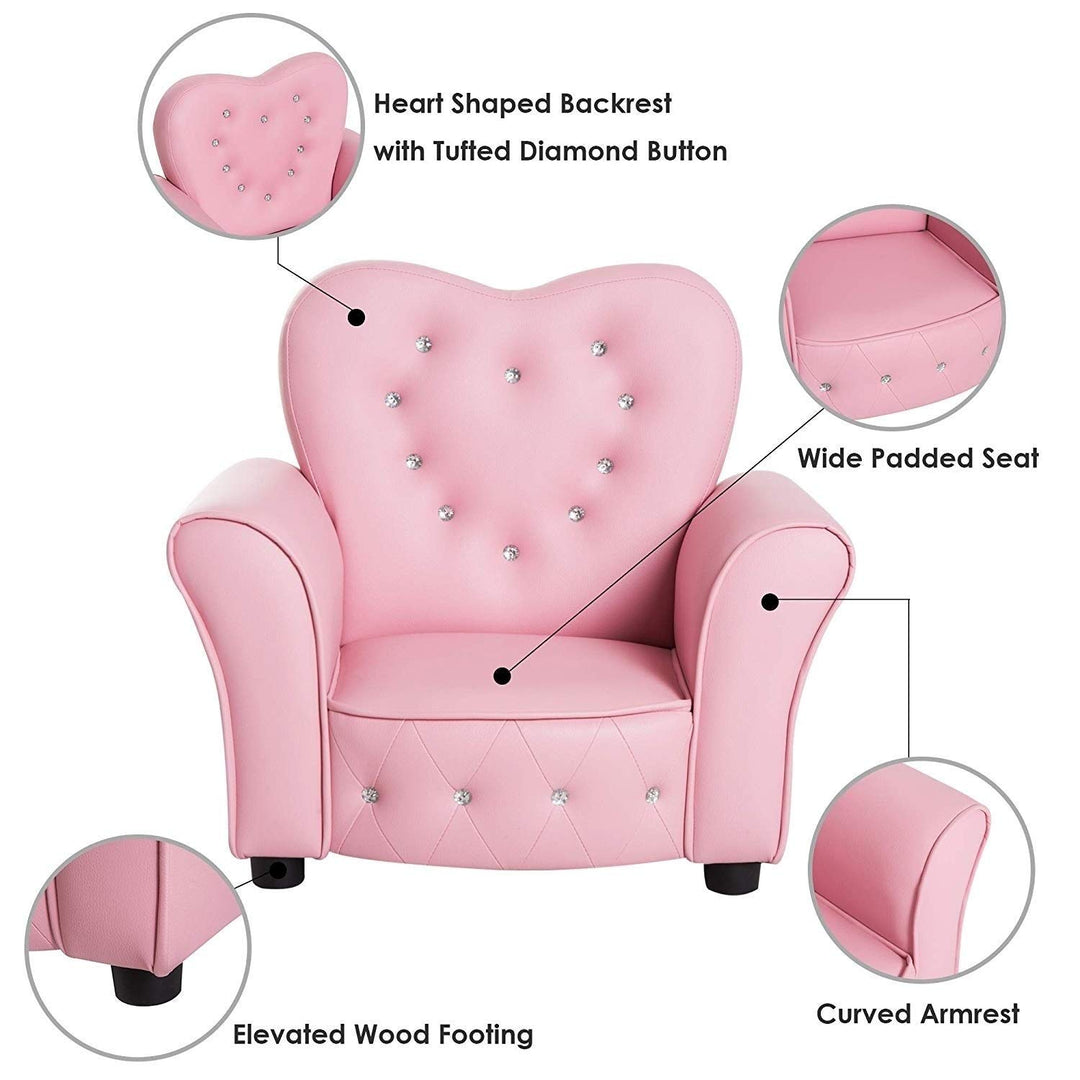 Tufted Upholstered Princess Chair for Kids Pink Glam Plastic Cushioned