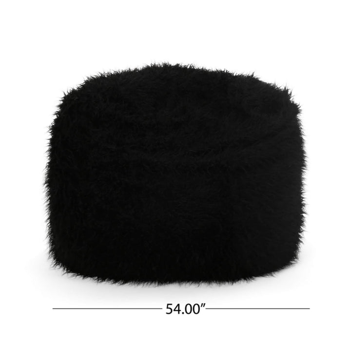 5 Foot Rounded Fur Bean Bag Black Modern Contemporary