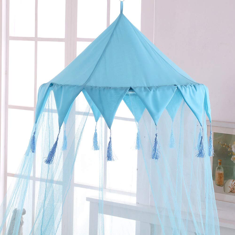 Epoch Hometex, Inc. Sheer Harlequin Collapsible Hoop Kids Bed Canopy Blue