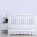 Crib Skirt with Tassel Dust Ruffled 14" Drop White Solid Color Neutral