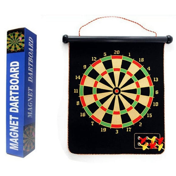 2-in-1 Magnetic Bullseye Board Game Set. Double-Sided Hanging Board with 6 Safe S