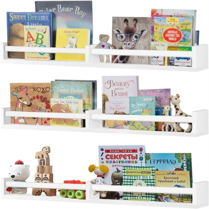 Wall Bookshelves for Kids 4" d X 32" w 3.8" h White MDF