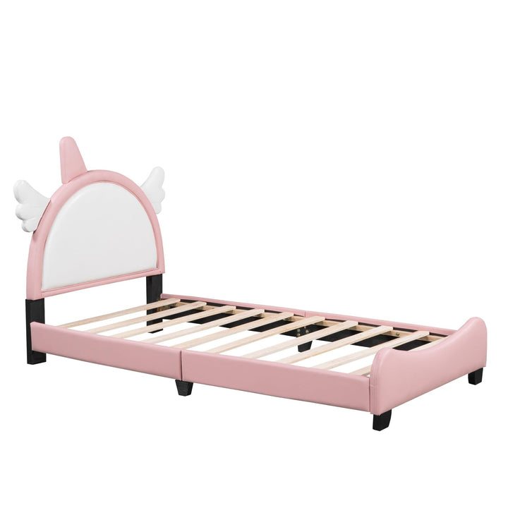 Twin Size Bed Kids Pink Mid-Century Modern Contemporary