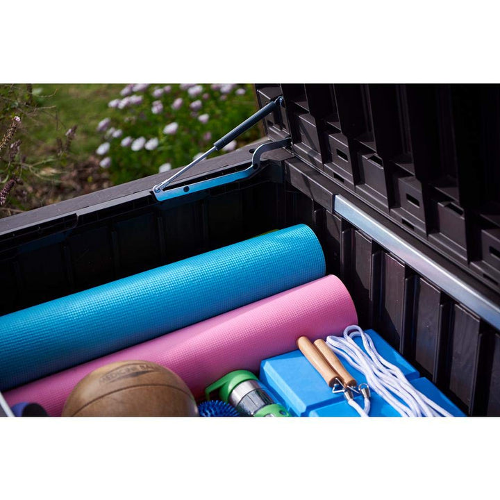 Pool Deck Storage Box and Bench is 2 in 1 Multifunctional Patio Seat