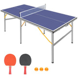 Table Tennis Foldable Ping Pong Set with 2 Paddles3 Balls 72" l X 36" w 30" h Blue