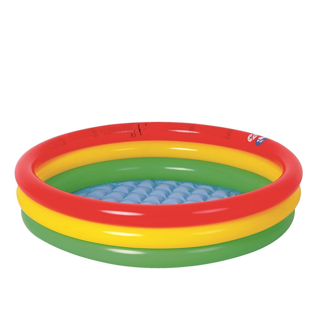 59" Red Yellow and Green Inflatable Round Swimming Pool Plastic