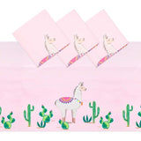 3-Pack Pink Plastic Tablecloth for Llama Birthday Rectangle Vinyl