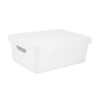 Simplify 25924-WHITE Medium Vinto Storage Box | Stackable | Home Organization | Bathroom | Accessories | Toys | Closet | 2 Handles | White