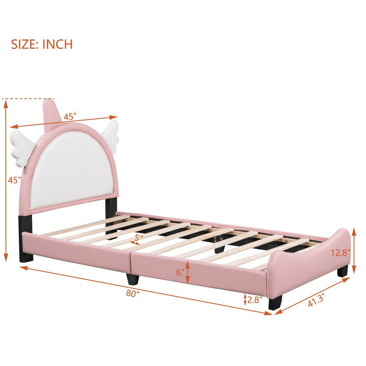 Twin Size Bed Kids Pink Mid-Century Modern Contemporary