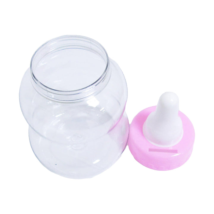 Set of 6 Pink Plastic Baby Milk Bottle Piggy Bank Shower Party Candy