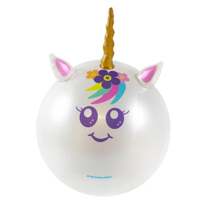 29" Inflatable Rainbow Unicorn Beach Ball with Horn White Plastic