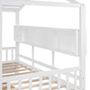 Wooden Twin Size House Bed with 2 Drawers Kids Storage Shelf White